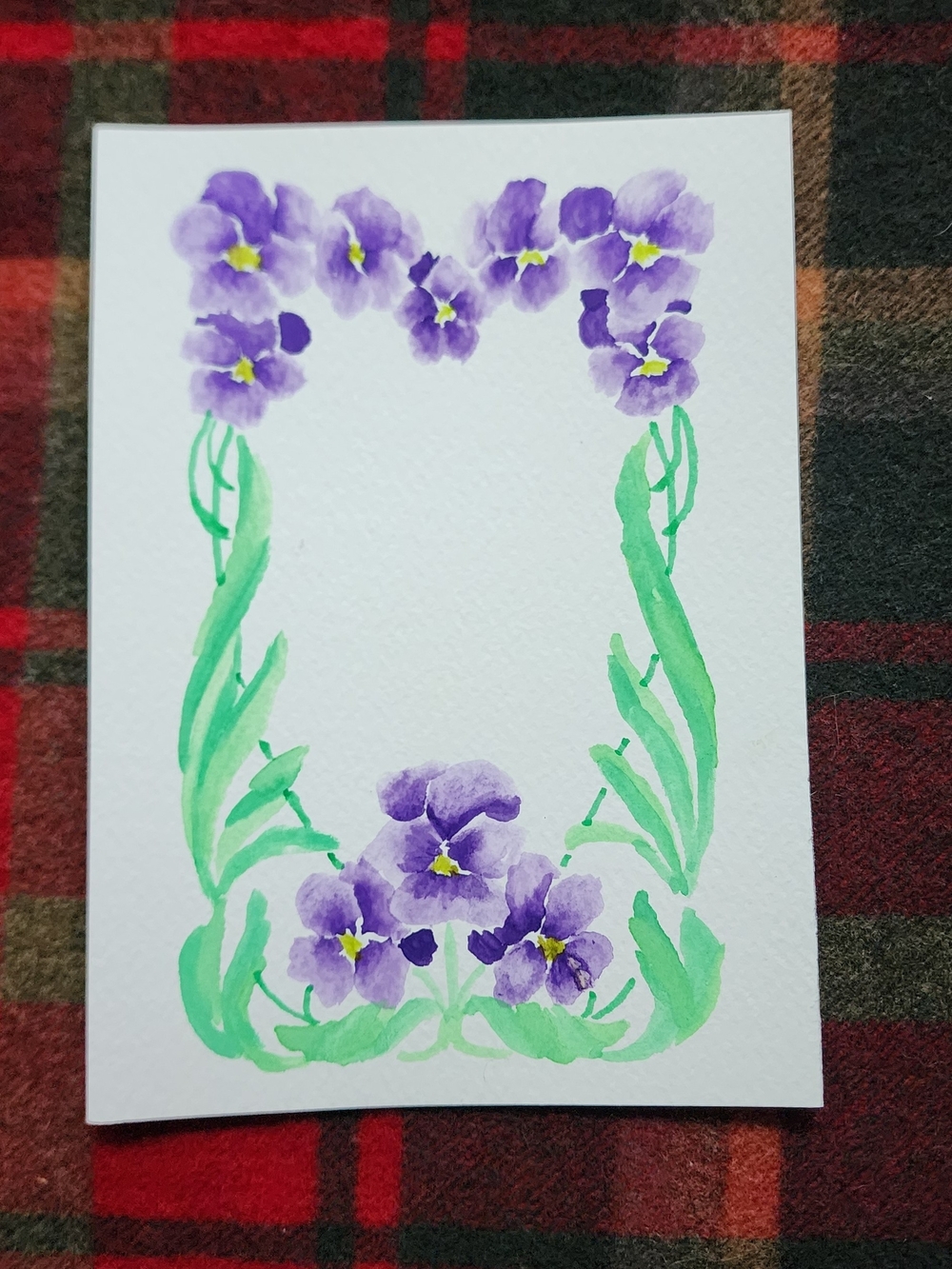 Hand-Painted Violet Floral Watercolor Card